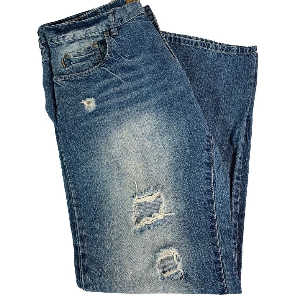 Parts Mens 36x32 Ripped Straight Leg Jeans